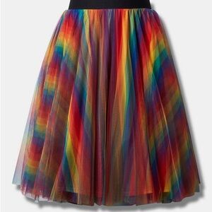 Pride Midi Tulle A-Line Rainbow Skirt